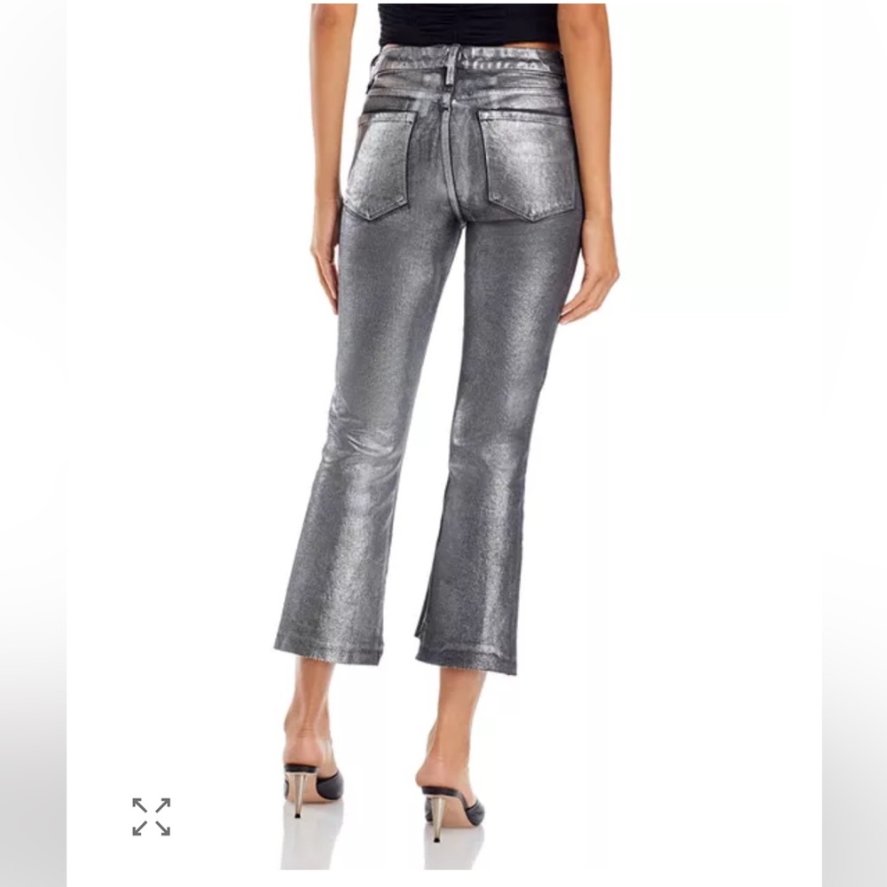 Frame Metallic Denim Jeans Le Crop Mini Boot - Silver - Size 27 - NWOT